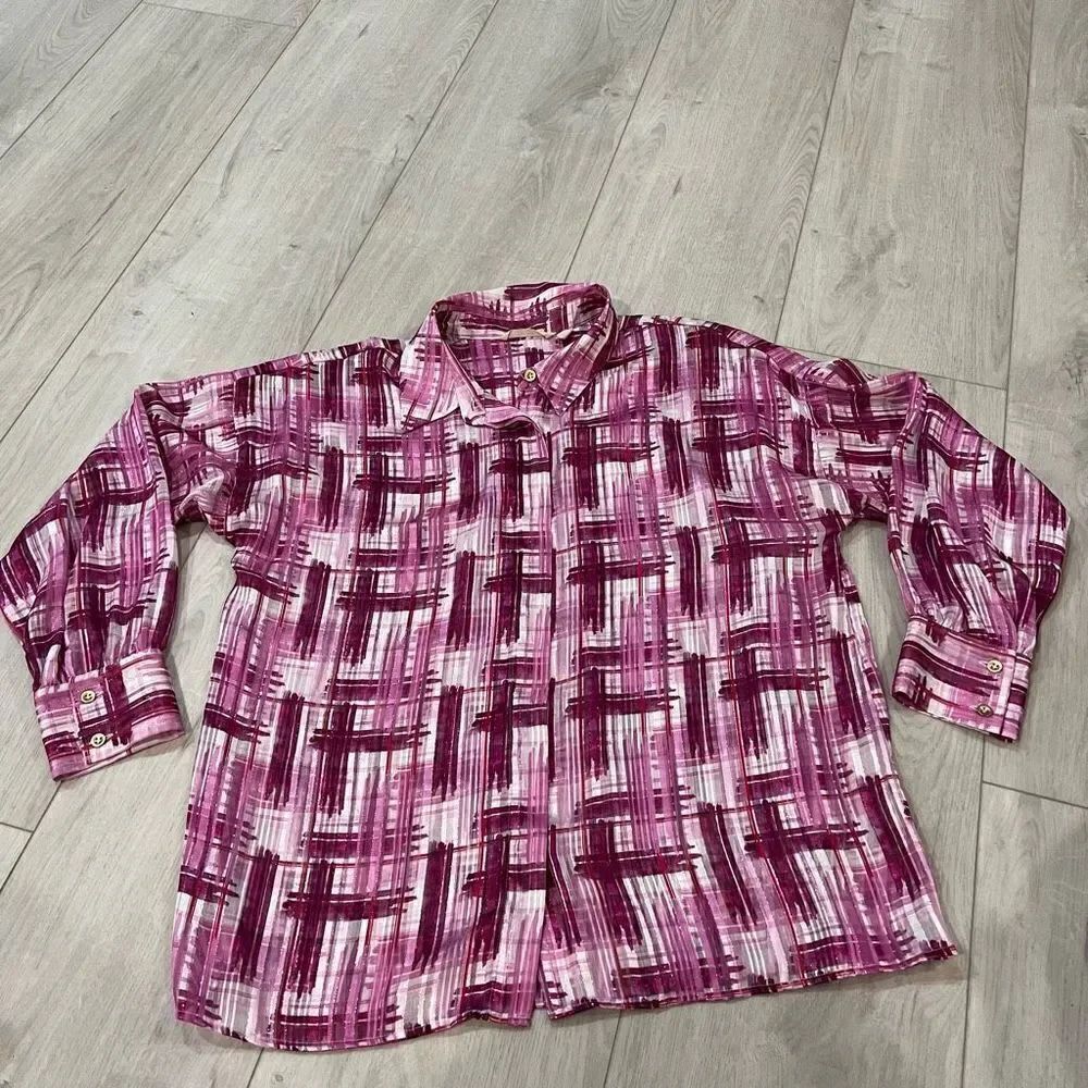 SOFT SURROUNDINGS Womens Porta Blouse Absta Mgnta PM- Long sleeve, Sz M
